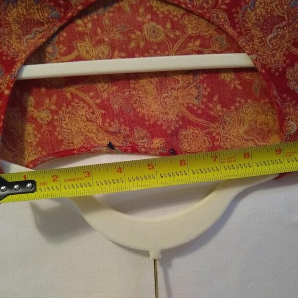 Chaps NO tags - ladies size M/L   tags removed  long sleeve blouse red/gold/blue - Picture 4 of 16